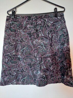 Vintage Midtown Women's Sz 14 paisley flare skirt Purple 100% Cotton Corduroy
